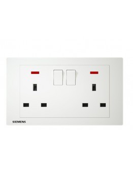 13A TWIN GANG SWITCHED SOCKET WITH NEON INDICATOR [SIEMENS] SIRIM
