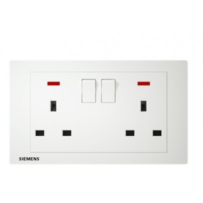 13A TWIN GANG SWITCHED SOCKET WITH NEON INDICATOR [SIEMENS] SIRIM