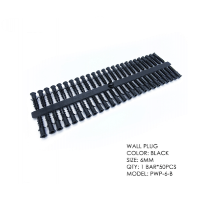 6MM WALL PLUG-BLACK (50PCS P/STRIP) [PVC-LINK]