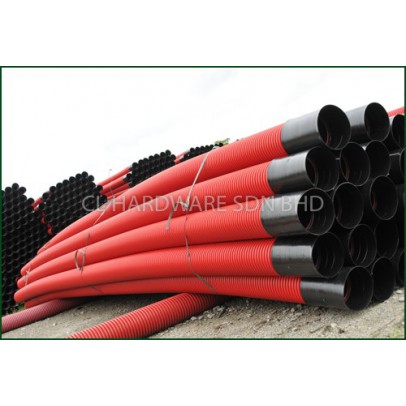 4" X 6M DOUBLE WALL CORRUGATED CABLE PIPE C/W SOCKET [BBB]