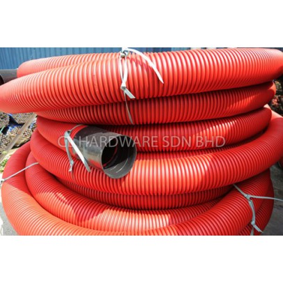 4" X 50M DOUBLE WALL CORRUGATED CABLE PIPE C/W SOCKET [BBB]